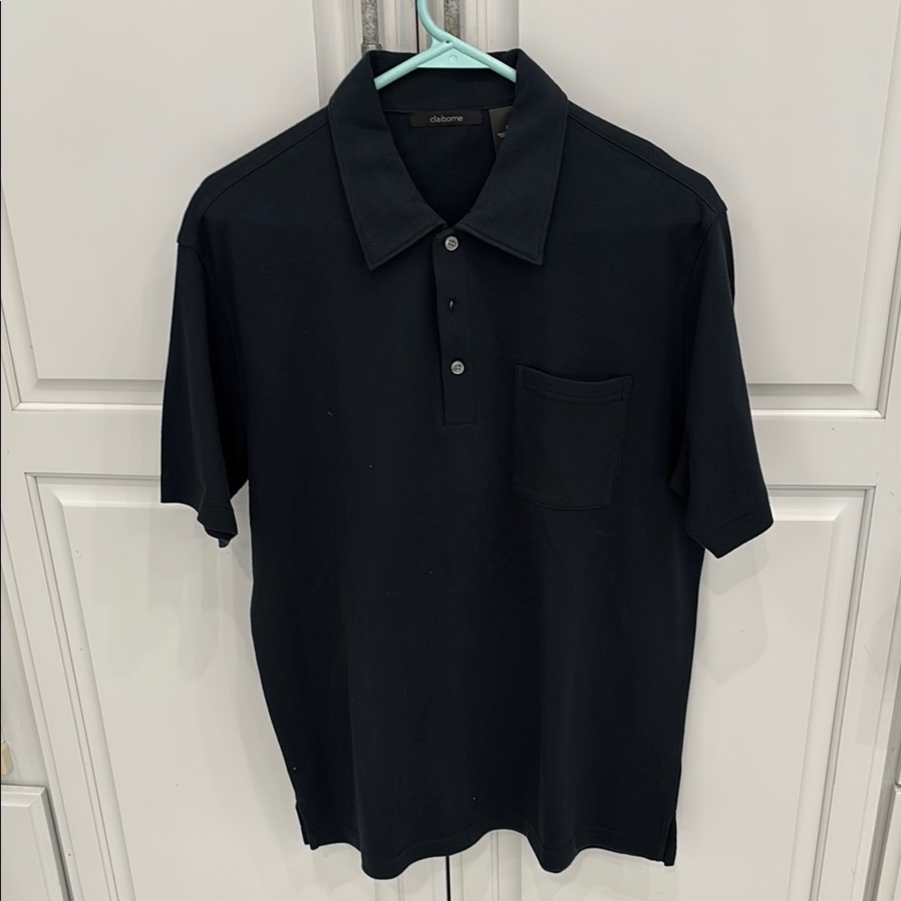 Claiborne Black Polo Shirt Classic Short-Sleeve Design